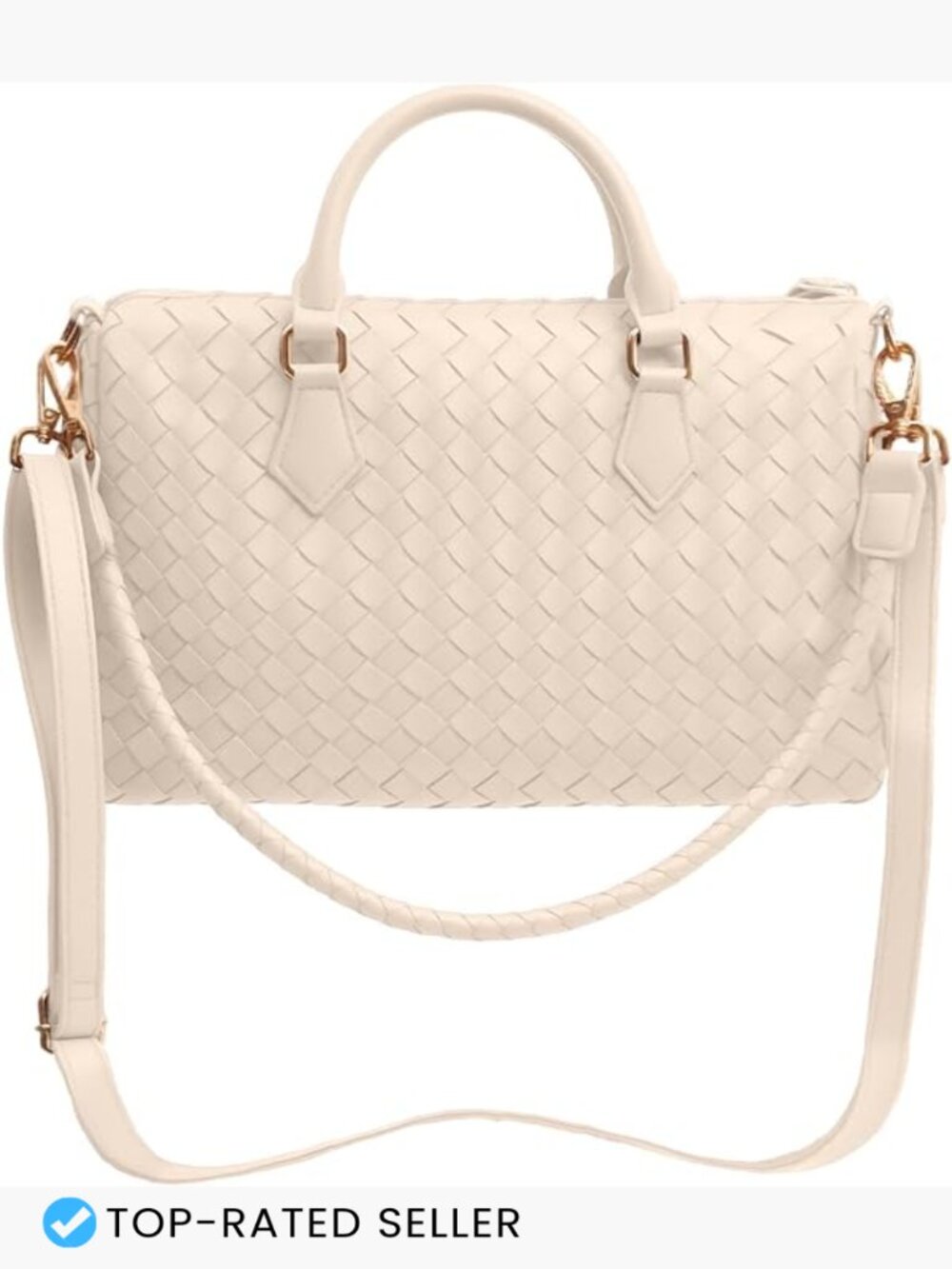 Woven Tote Bag for Women Crossbody Hobo Vegan Leather Travel Lightweight Zipper